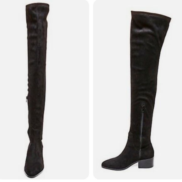 STEVE MADDEN GABRIANA BLACK SUEDE OTK BOOTS - Picture 4 of 4